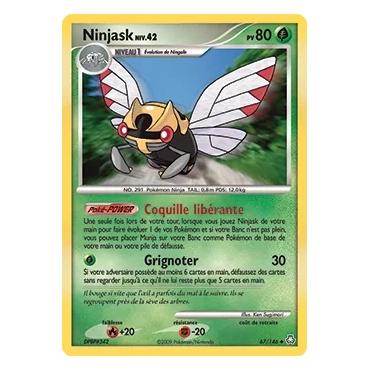 Ninjask 67/146 : Joyau Peu commune (Brillante) de l'extension Pokémon Diamant & Perle Éveil des Légendes
