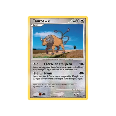 Carte Tauros - Peu commune (Brillante) de Pokémon Diamant & Perle Éveil des Légendes 74/146