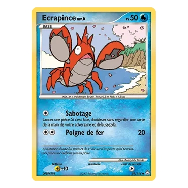 Découvrez Ecrapince, carte Commune (Brillante) de la série Diamant & Perle Éveil des Légendes