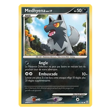 Medhyena 116/146 : Joyau Commune (Brillante) de l'extension Pokémon Diamant & Perle Éveil des Légendes