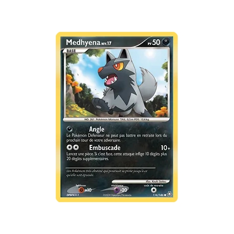 Medhyena 116/146 : Joyau Commune (Brillante) de l'extension Pokémon Diamant & Perle Éveil des Légendes