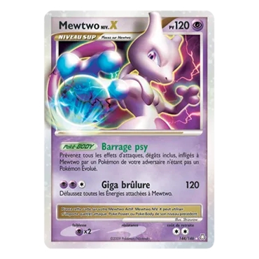 Découvrez Mewtwo NIV.X, carte Holographique rare NIV.X de la série Diamant & Perle Éveil des Légendes