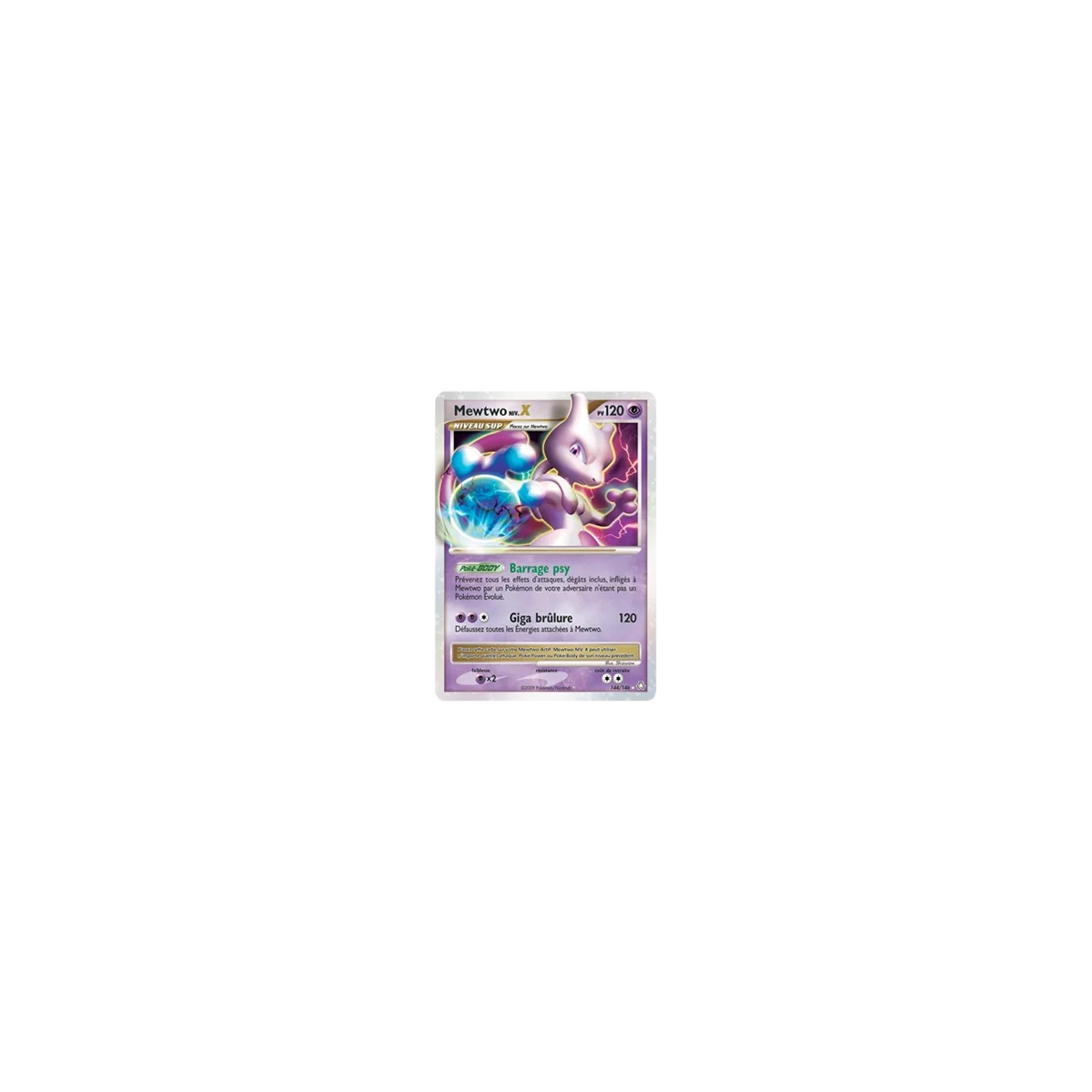 Découvrez Mewtwo NIV.X, carte Holographique rare NIV.X de la série Diamant & Perle Éveil des Légendes