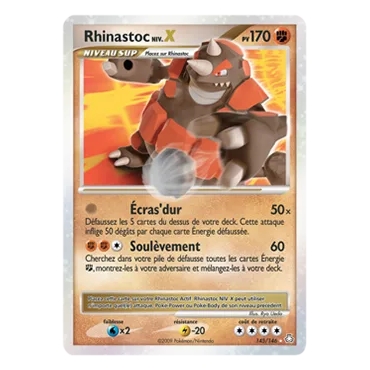 Carte Rhinastoc NIV.X - Holographique rare NIV.X de Pokémon Diamant & Perle Éveil des Légendes 145/146