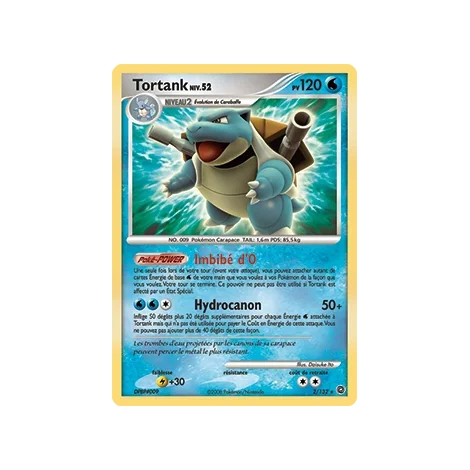 Carte Tortank - Holographique rare de Pokémon Diamant & Perle Merveilles Secrètes 2/132