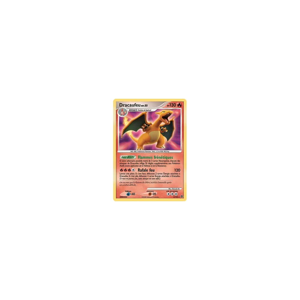 Carte Dracaufeu - Holographique rare de Pokémon Diamant & Perle Merveilles Secrètes 3/132