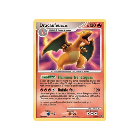 Carte Dracaufeu - Holographique rare de Pokémon Diamant & Perle Merveilles Secrètes 3/132