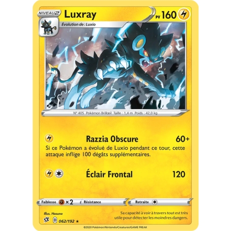 Luxray 062/192 : Joyau Holographique rare de l'extension Pokémon Épée et Bouclier Clash des Rebelles