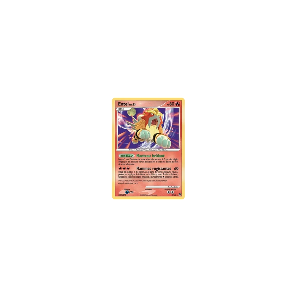 Carte Entei - Holographique rare de Pokémon Diamant & Perle Merveilles Secrètes 4/132