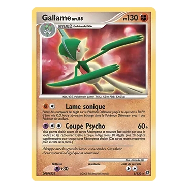 Gallame 6/132 : Joyau Holographique rare de l'extension Pokémon Diamant & Perle Merveilles Secrètes