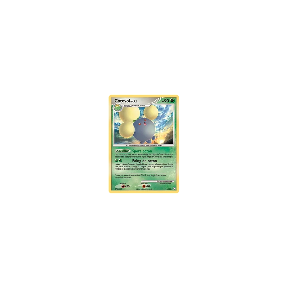 Carte Cotovol - Holographique rare de Pokémon Diamant & Perle Merveilles Secrètes 11/132