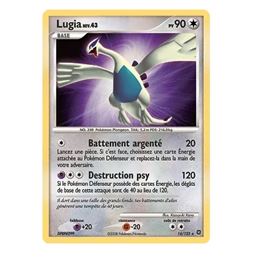 Carte Lugia - Holographique rare de Pokémon Diamant & Perle Merveilles Secrètes 14/132