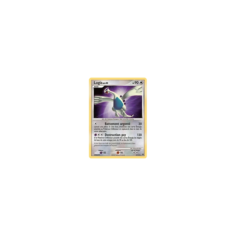 Carte Lugia - Holographique rare de Pokémon Diamant & Perle Merveilles Secrètes 14/132