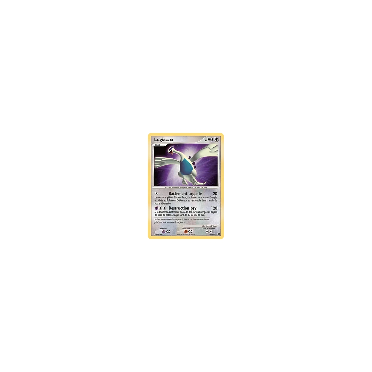 Carte Lugia - Holographique rare de Pokémon Diamant & Perle Merveilles Secrètes 14/132