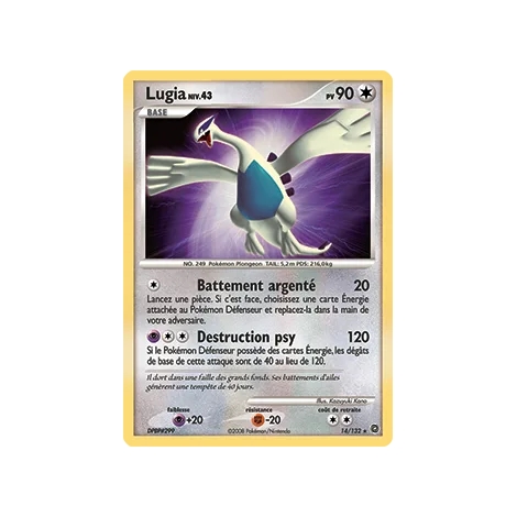 Carte Lugia - Holographique rare de Pokémon Diamant & Perle Merveilles Secrètes 14/132