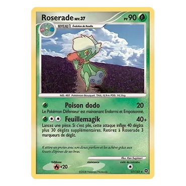 Carte Roserade - Holographique rare de Pokémon Diamant & Perle Merveilles Secrètes 17/132