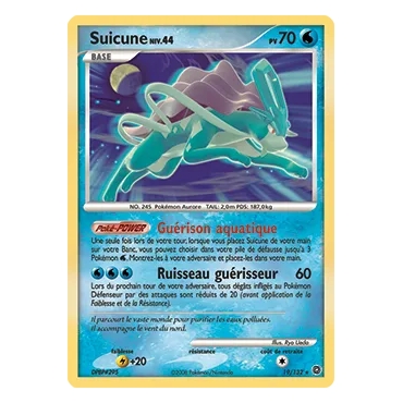 Suicune 19/132 : Joyau Holographique rare de l'extension Pokémon Diamant & Perle Merveilles Secrètes