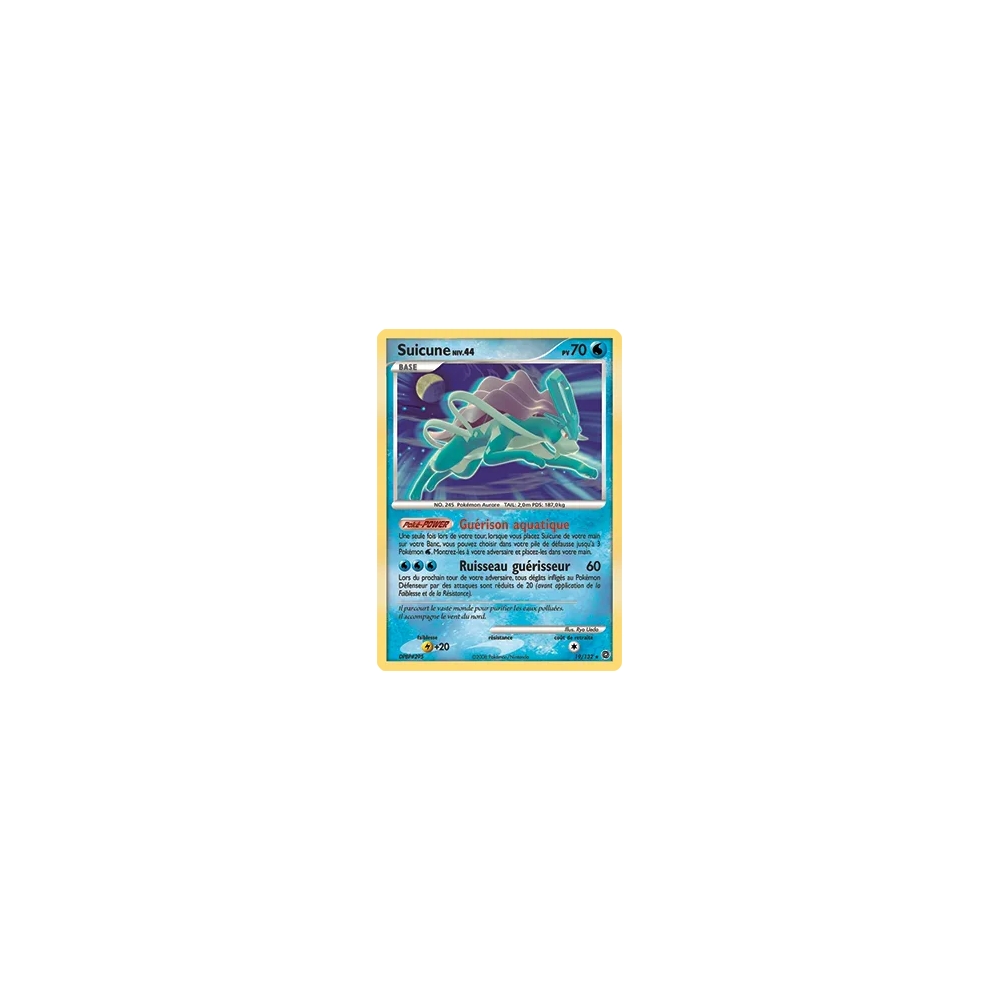 Suicune 19/132 : Joyau Holographique rare de l'extension Pokémon Diamant & Perle Merveilles Secrètes