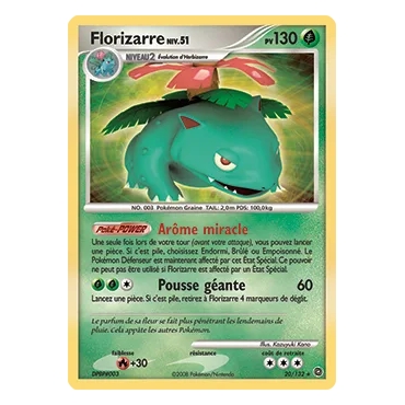 Découvrez Florizarre, carte Holographique rare de la série Diamant & Perle Merveilles Secrètes