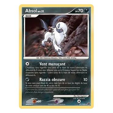 Carte Absol - Rare (Brillante) de Pokémon Diamant & Perle Merveilles Secrètes 21/132