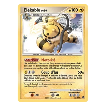 Elekable 25/132 : Joyau Rare (Brillante) de l'extension Pokémon Diamant & Perle Merveilles Secrètes