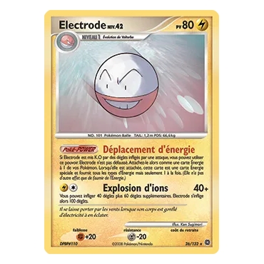Carte Electrode - Rare (Brillante) de Pokémon Diamant & Perle Merveilles Secrètes 26/132