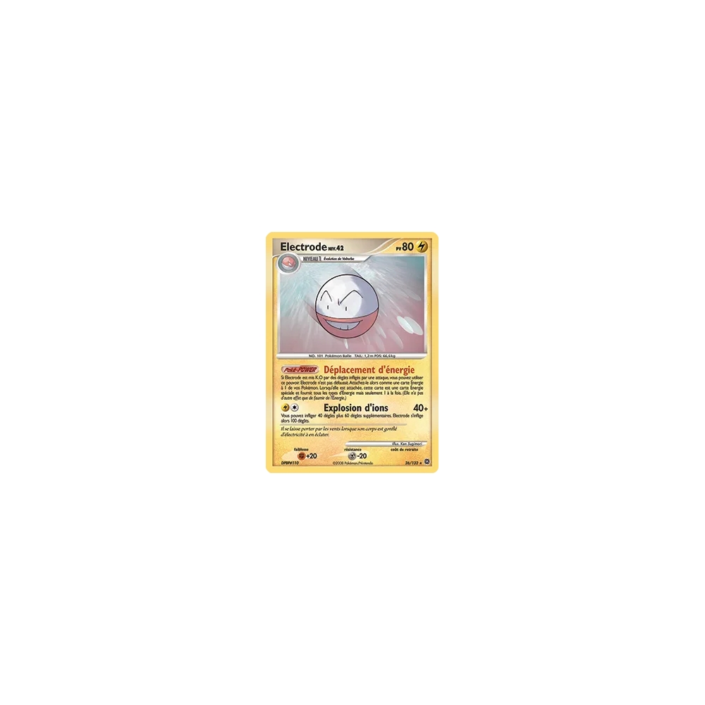 Carte Electrode - Rare (Brillante) de Pokémon Diamant & Perle Merveilles Secrètes 26/132