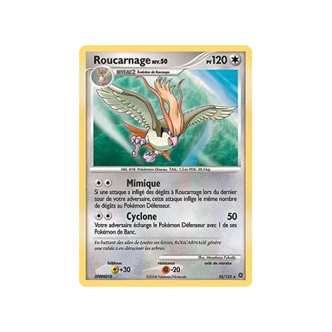 Carte Roucarnage - Rare (Brillante) de Pokémon Diamant & Perle Merveilles Secrètes 35/132