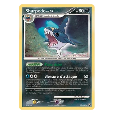 Sharpedo 37/132 : Joyau Rare (Brillante) de l'extension Pokémon Diamant & Perle Merveilles Secrètes