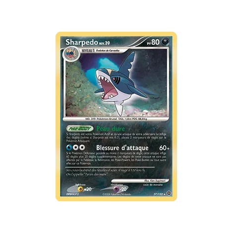 Sharpedo 37/132 : Joyau Rare (Brillante) de l'extension Pokémon Diamant & Perle Merveilles Secrètes