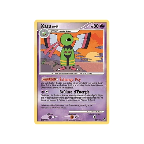 Carte Xatu - Rare (Brillante) de Pokémon Diamant & Perle Merveilles Secrètes 44/132