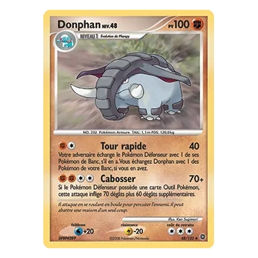 Carte Donphan - Peu commune (Brillante) de Pokémon Diamant & Perle Merveilles Secrètes 48/132