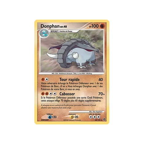 Carte Donphan - Peu commune (Brillante) de Pokémon Diamant & Perle Merveilles Secrètes 48/132