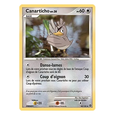 Carte Canarticho - Peu commune (Brillante) de Pokémon Diamant & Perle Merveilles Secrètes 49/132