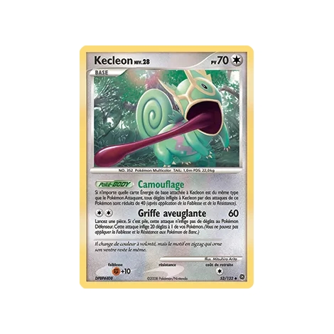 Carte Kecleon - Peu commune (Brillante) de Pokémon Diamant & Perle Merveilles Secrètes 52/132