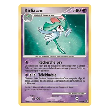 Kirlia 53/132 : Joyau Peu commune (Brillante) de l'extension Pokémon Diamant & Perle Merveilles Secrètes