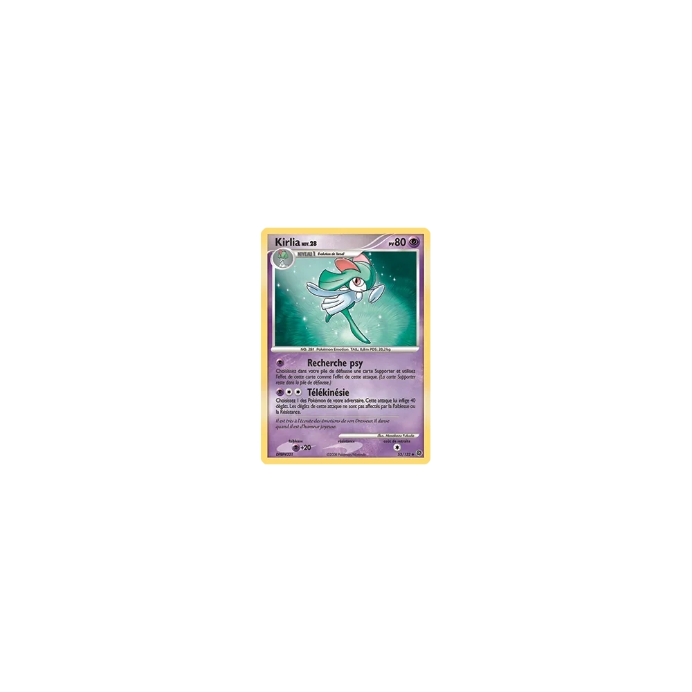 Kirlia 53/132 : Joyau Peu commune (Brillante) de l'extension Pokémon Diamant & Perle Merveilles Secrètes