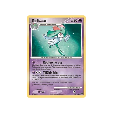 Kirlia 53/132 : Joyau Peu commune (Brillante) de l'extension Pokémon Diamant & Perle Merveilles Secrètes