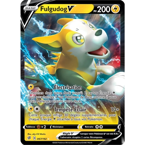 Fulgudog 067/192 : Joyau Holographique rare V de l'extension Pokémon Épée et Bouclier Clash des Rebelles