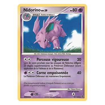 Nidorino 57/132 : Joyau Peu commune (Brillante) de l'extension Pokémon Diamant & Perle Merveilles Secrètes