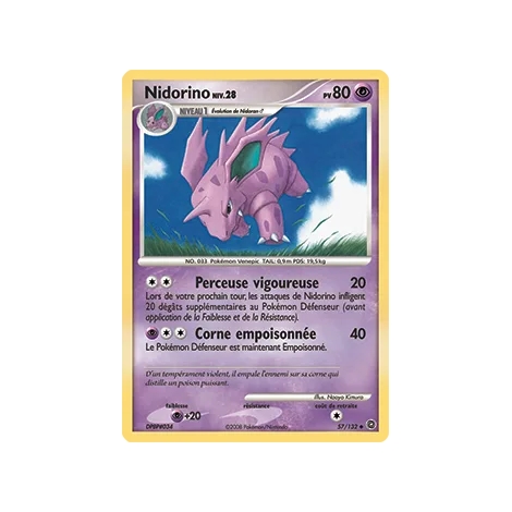 Nidorino 57/132 : Joyau Peu commune (Brillante) de l'extension Pokémon Diamant & Perle Merveilles Secrètes