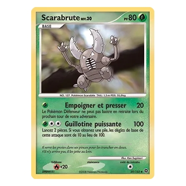 Scarabrute 59/132 : Joyau Peu commune (Brillante) de l'extension Pokémon Diamant & Perle Merveilles Secrètes