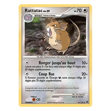 Rattatac 61/132 : Joyau Peu commune (Brillante) de l'extension Pokémon Diamant & Perle Merveilles Secrètes