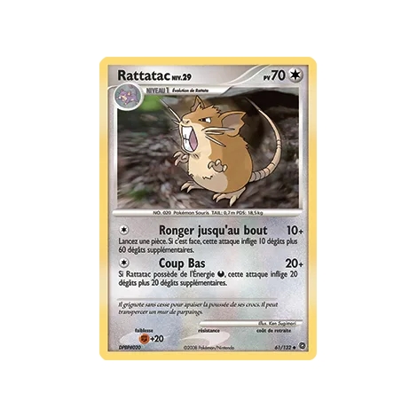 Rattatac 61/132 : Joyau Peu commune (Brillante) de l'extension Pokémon Diamant & Perle Merveilles Secrètes