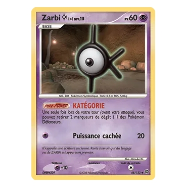 Carte Zarbi K - Peu commune (Brillante) de Pokémon Diamant & Perle Merveilles Secrètes 68/132