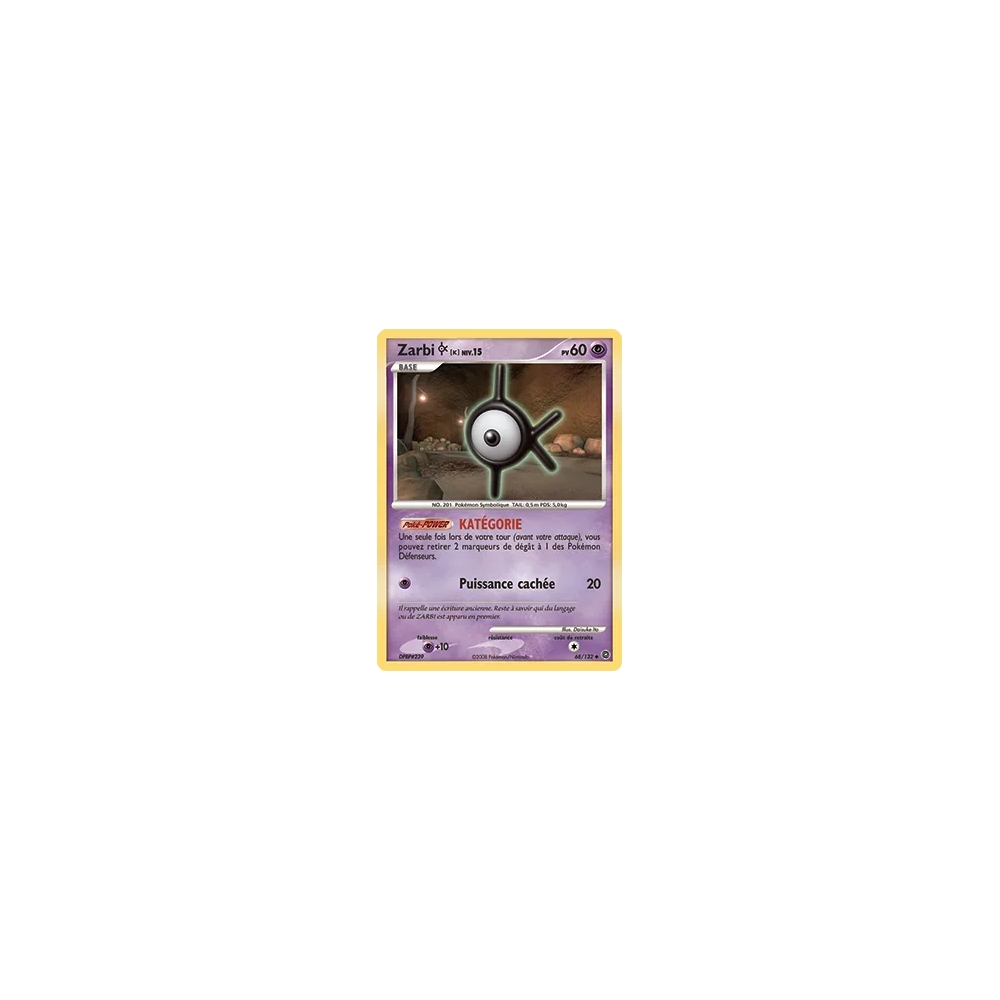 Carte Zarbi K - Peu commune (Brillante) de Pokémon Diamant & Perle Merveilles Secrètes 68/132