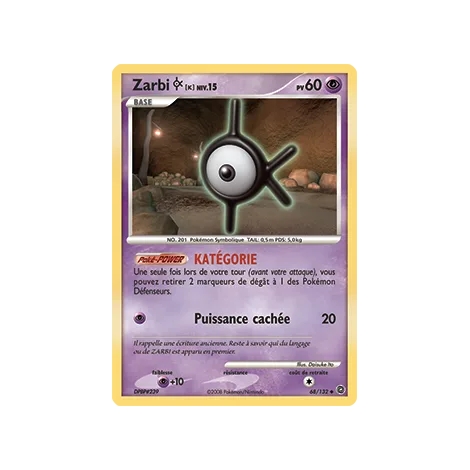 Carte Zarbi K - Peu commune (Brillante) de Pokémon Diamant & Perle Merveilles Secrètes 68/132