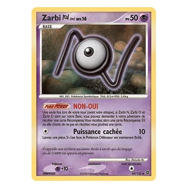 Zarbi N 69/132 : Joyau Peu commune (Brillante) de l'extension Pokémon Diamant & Perle Merveilles Secrètes
