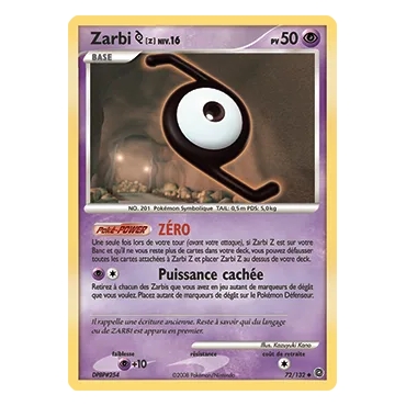 Découvrez Zarbi Z, carte Peu commune (Brillante) de la série Diamant & Perle Merveilles Secrètes