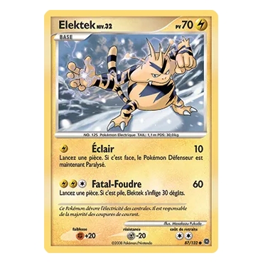 Carte Elektek - Commune (Brillante) de Pokémon Diamant & Perle Merveilles Secrètes 87/132